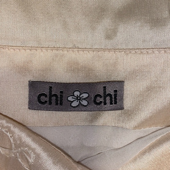 chi chi cream beaded boat neck “raw silk” look fitted midi dress size small 4 - Picture 7 of 8